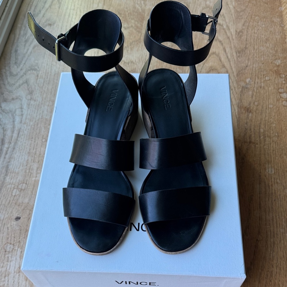 Vince Women's Frida Black Leather Sandals